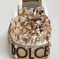 Dolce & Gabbana White Gold Crystal Portofino Sneakers Shoes