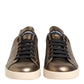 Dolce & Gabbana Gold Portofino Leather Low Top Sneakers Shoes
