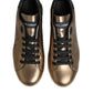 Dolce & Gabbana Gold Portofino Leather Low Top Sneakers Shoes