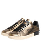 Dolce & Gabbana Gold Portofino Leather Low Top Sneakers Shoes