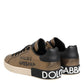 Dolce & Gabbana Gold Portofino Leather Low Top Sneakers Shoes