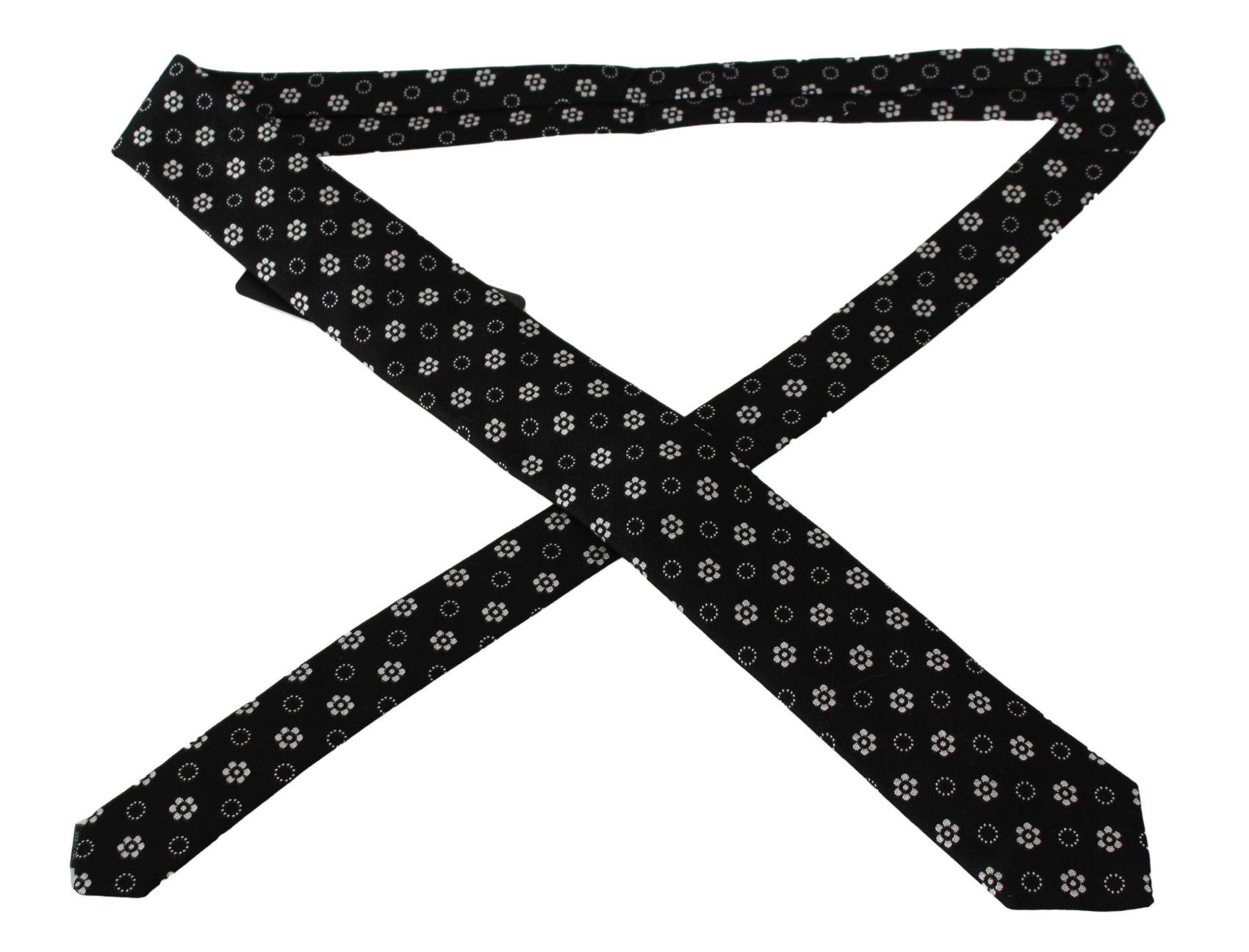 Elegante cravatta in seta floreale nera