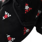 Dolce & Gabbana Black Floral Velvet Formal Dress