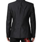 Dolce & Gabbana Dark Gray Bee Embroidery Wool Coat Blazer