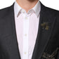 Dolce & Gabbana Dark Gray Bee Embroidery Wool Coat Blazer