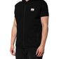 Dolce & Gabbana Black Sleeveless Hooded Logo Plaque Jacket