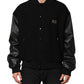 Dolce & Gabbana Black Wool Logo Plaque Bomber Jacket