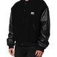 Dolce & Gabbana Black Wool Logo Plaque Bomber Jacket