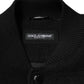 Dolce & Gabbana Black Wool Logo Plaque Bomber Jacket