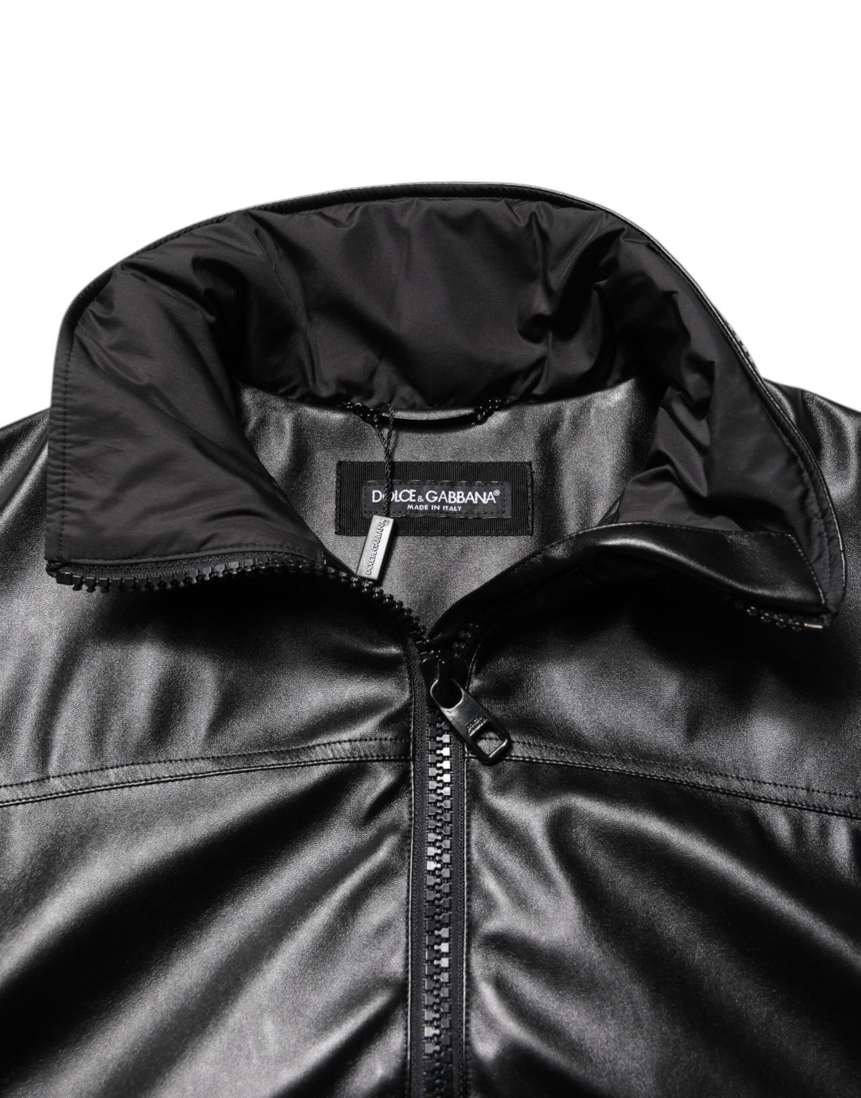 Dolce & Gabbana Black Polyester Logo Plaque Bomber Jacket