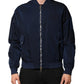 Dolce & Gabbana Blue Nylon DG Embroidery Men Bomber Jacket