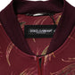 Dolce & Gabbana Maroon Peacock Feather Print Bomber Jacket