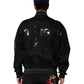 Dolce & Gabbana Black Wool Logo DG Mania Men Bomber Jacket