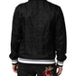 Dolce & Gabbana Black Jacquard Men Full Zip Bomber Sweater