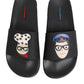 Dolce & Gabbana Black Leather Slides Flats Beachwear Shoes