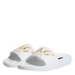 Dolce & Gabbana White Leather Slides Sandals Beachwear Shoes