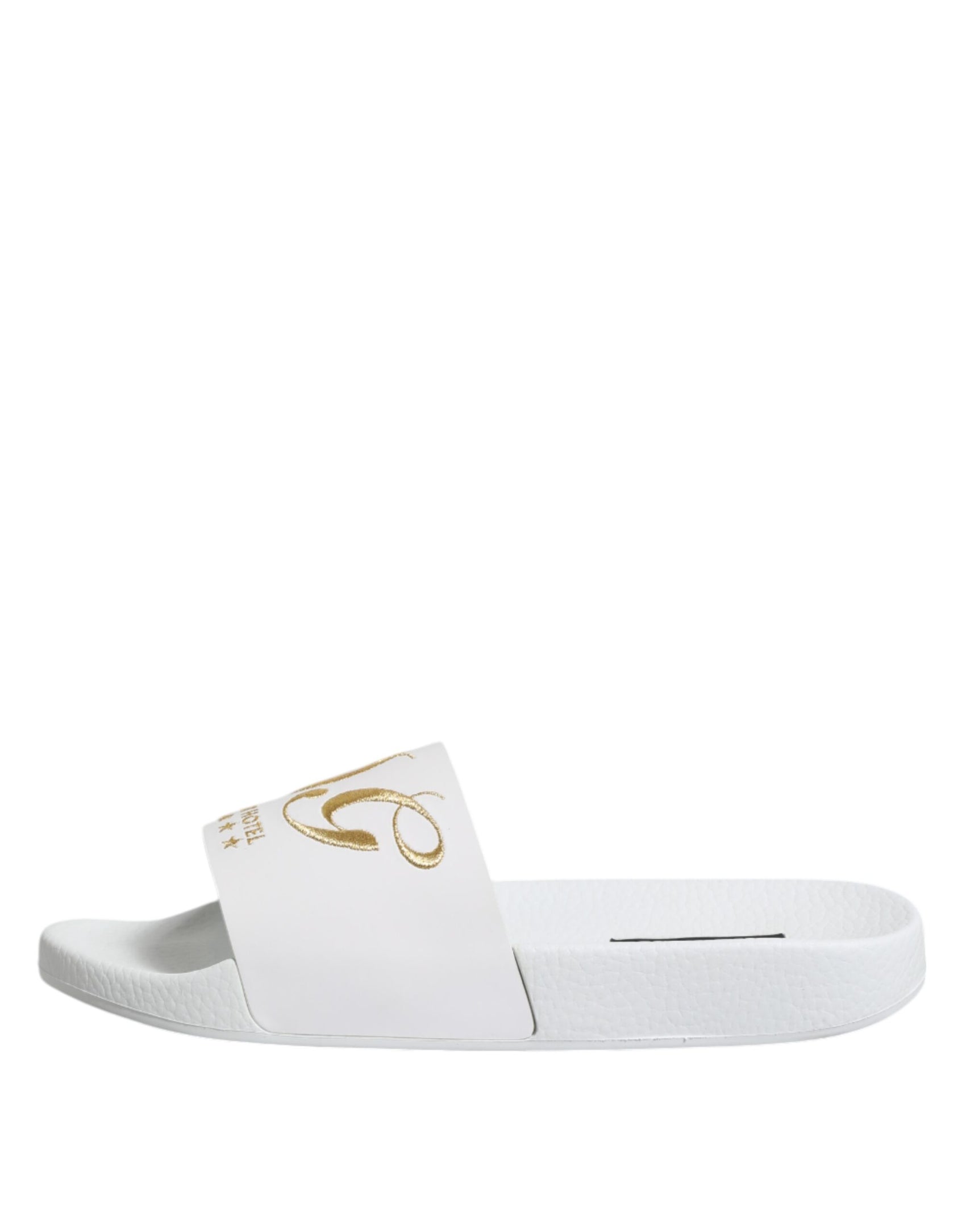 Dolce & Gabbana White Leather Slides Sandals Beachwear Shoes