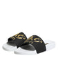 Dolce & Gabbana White Black Leather Sandals Beachwear Shoes