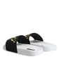 Dolce & Gabbana White Black Leather Sandals Beachwear Shoes
