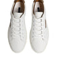 Dolce & Gabbana White Brown Leather Low Top Men Sneakers Shoes