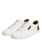 Dolce & Gabbana White Brown Leather Low Top Men Sneakers Shoes