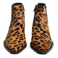 Dolce & Gabbana Brown Leopard Calf Fur Ankle Boots Shoes