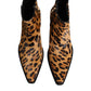 Dolce & Gabbana Brown Leopard Calf Fur Ankle Boots Shoes