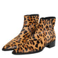 Dolce & Gabbana Brown Leopard Calf Fur Ankle Boots Shoes