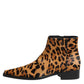 Dolce & Gabbana Brown Leopard Calf Fur Ankle Boots Shoes