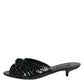 Dolce & Gabbana Black Leather Heels Slides Sandals Shoes