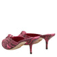 Dolce & Gabbana Pink Leather Heels Slides Sandals Shoes