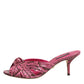 Dolce & Gabbana Pink Leather Heels Slides Sandals Shoes