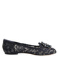 Dolce & Gabbana Blue Taormina Lace Crystals Flats Shoes