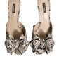 Dolce & Gabbana Multicolor Keira Bow Leather Peep Toe Mules Shoes