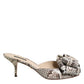 Dolce & Gabbana Multicolor Keira Bow Leather Peep Toe Mules Shoes