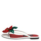 Dolce & Gabbana Red White KEIRA Flower Leather Sandals Shoes