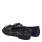 Dolce & Gabbana Blue Taormina Lace Crystals Flats Shoes