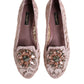 Dolce & Gabbana Pink Taormina Lace Crystals Flats Shoes