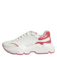 Dolce & Gabbana White Pink Daymaster Low Top Sneakers Shoes