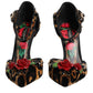 Dolce & Gabbana Brown Leopard Crystal Roses Pumps Shoes