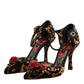 Dolce & Gabbana Brown Leopard Crystal Roses Pumps Shoes