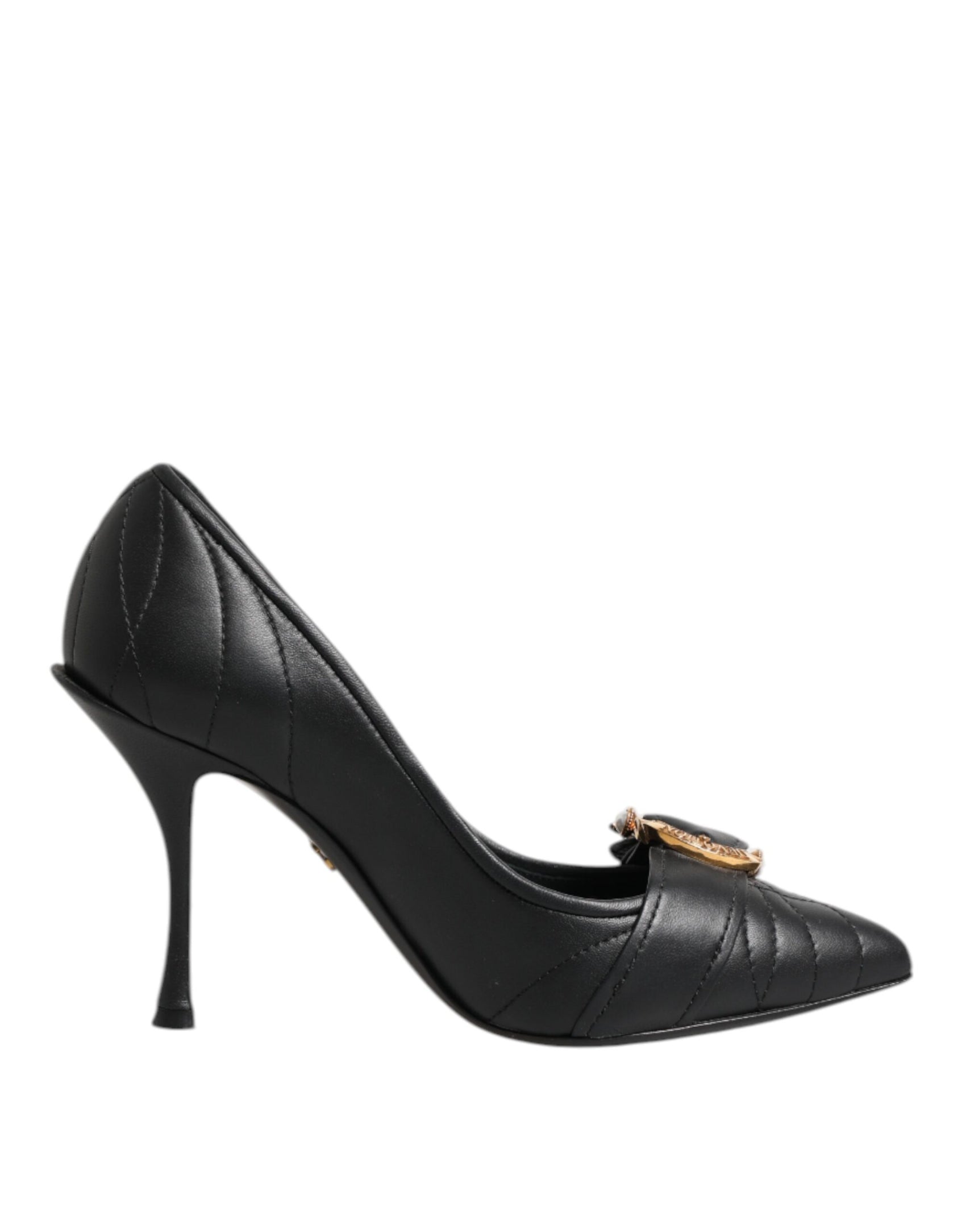 Dolce & Gabbana Black Devotion Leather Heels Pumps Shoes