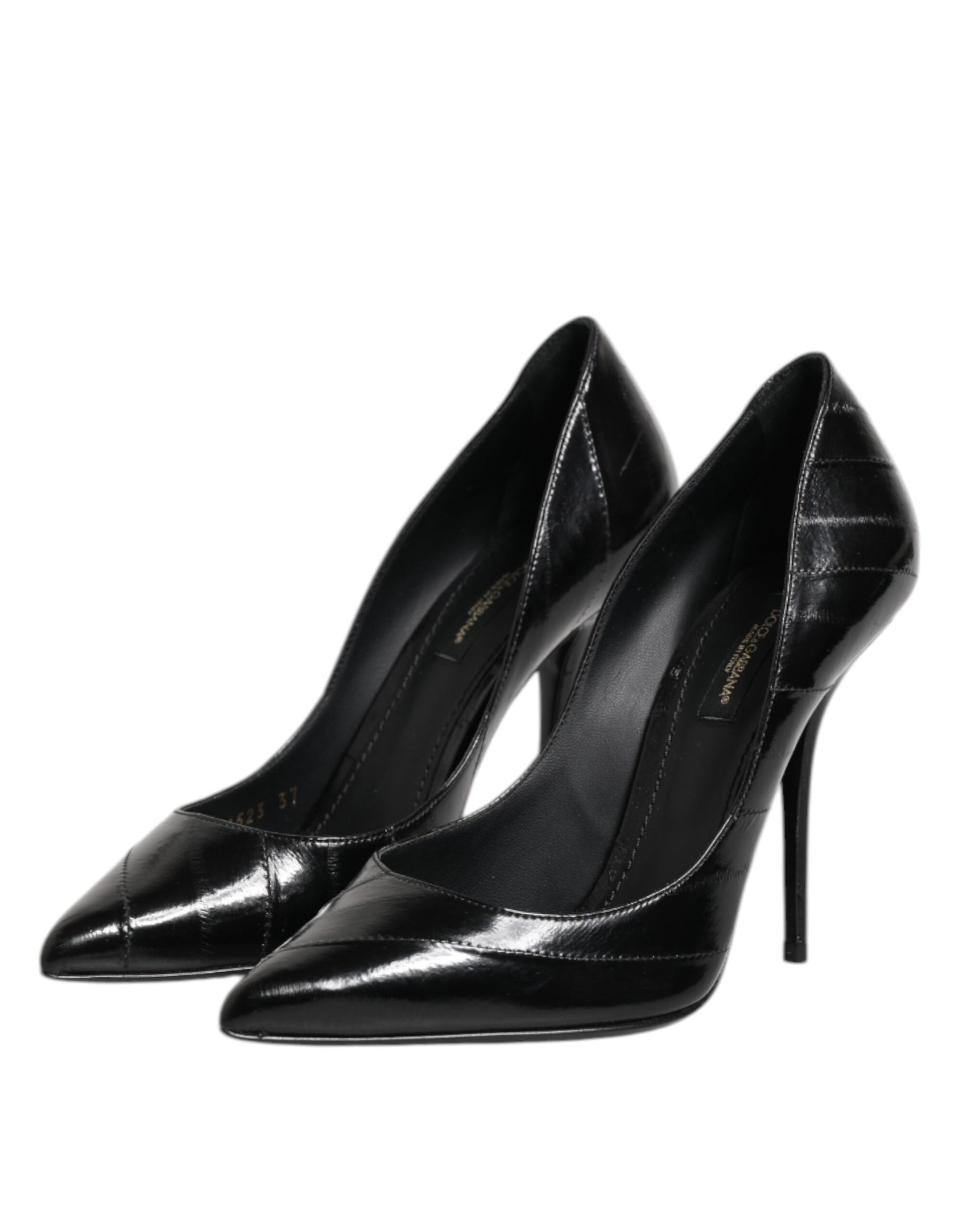 Dolce & Gabbana Black Leather Stiletto High Heels Pumps Shoes