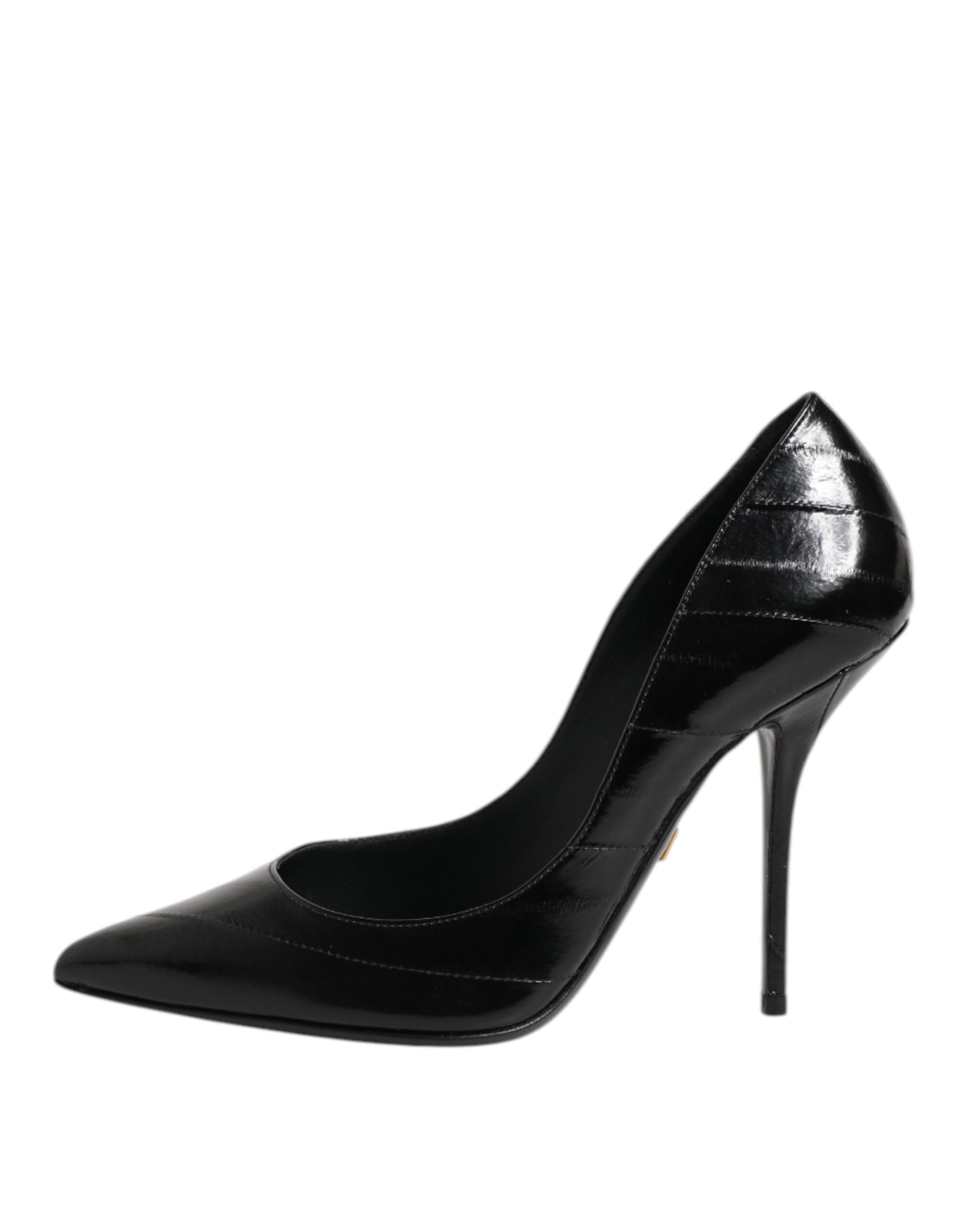 Dolce & Gabbana Black Leather Stiletto High Heels Pumps Shoes