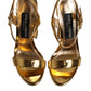 Dolce & Gabbana Gold Leather Platform Keira Sandals Shoes