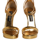 Dolce & Gabbana Gold Leather Platform Keira Sandals Shoes