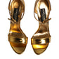 Dolce & Gabbana Gold Leather Platform Keira Sandals Shoes