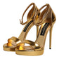 Dolce & Gabbana Gold Leather Platform Keira Sandals Shoes