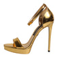 Dolce & Gabbana Gold Leather Platform Keira Sandals Shoes