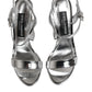 Dolce & Gabbana Silver Leather Platform Keira Sandals Shoes
